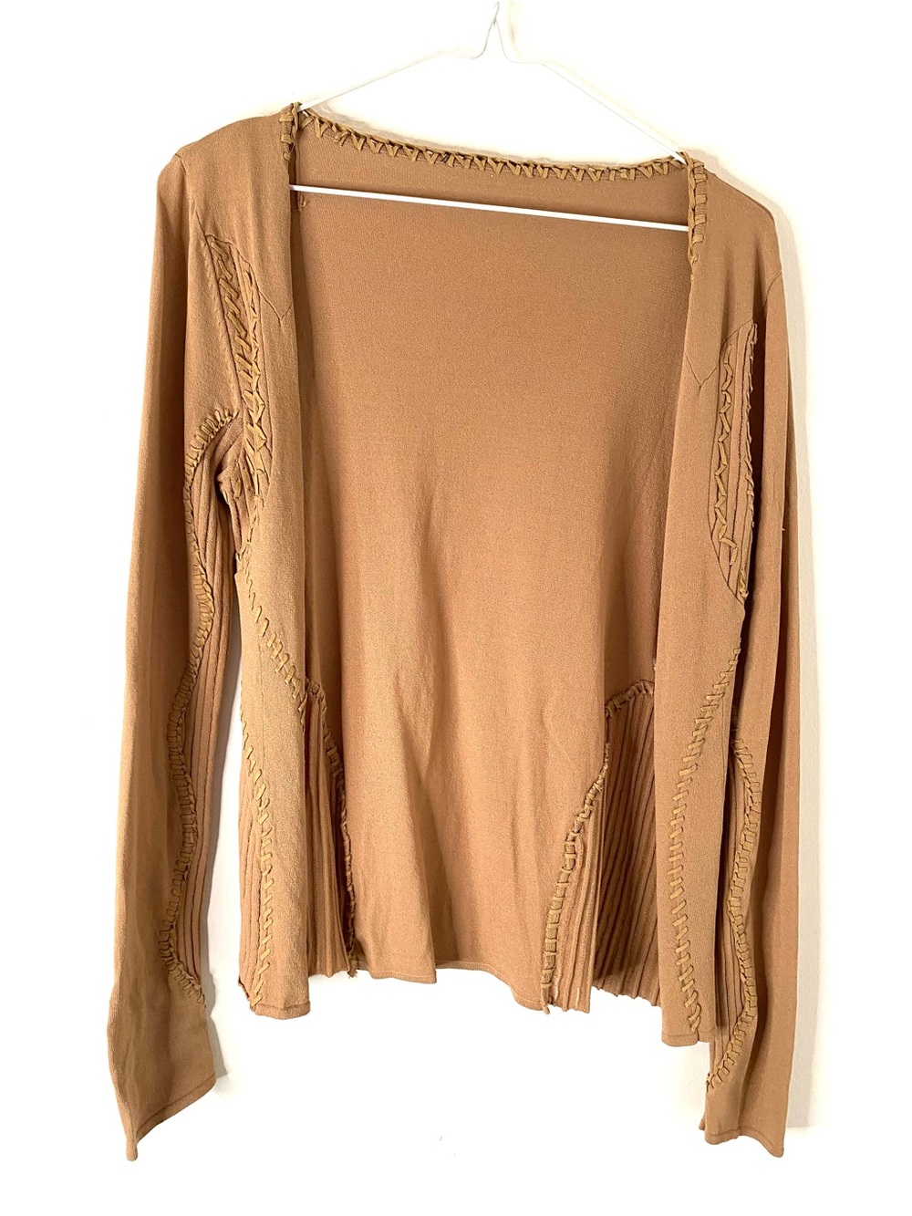 Roberto Cavalli Made in Italy Leather Trim Open Front Cardigan